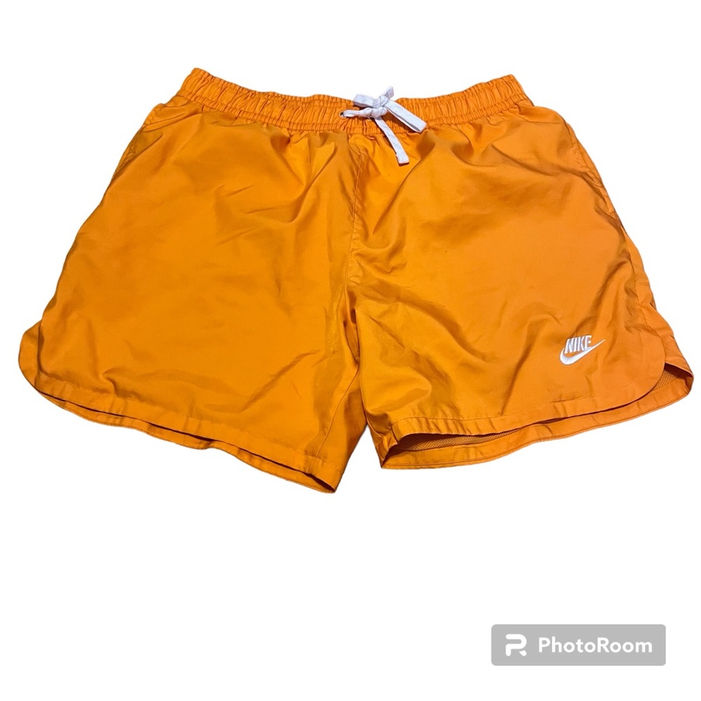 Original Nike Orange Woven Shorts Size L with Mesh Inside and Drawstrings